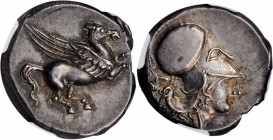 Corcyra

Attractive and Rare Korkyrean Stater

CORCYRA. AR Stater (8.64 gms), ca. 338-250 B.C. NGC Ch AU, Strike: 5/5 Surface: 5/5.

Pegasi II, ...