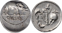 Julius Caesar

JULIUS CAESAR. AR Denarius, Military mint traveling with Caesar, 49 BC. ANACS AU 50.

Cr-443/1; CRI-9; Syd-1006; RSC-49. Obverse: E...