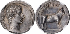 Augustus, 27 B.C.- A.D. 14

AUGUSTUS, 27 B.C.- A.D. 14. AR Denarius (3.83 gms), Pergamum Mint, 27 B.C. NGC AU, Strike: 5/5 Surface: 2/5. Fine Style....
