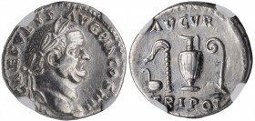 Vespasian, A.D. 69-79

VESPASIAN, A.D. 69-79. AR Denarius (3.20 gms), Rome Mint, A.D. 72-73. NGC AU, Strike: 4/5 Surface: 3/5.

RIC-356; RSC-45. O...