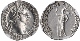 Domitian, A.D. 81-96

DOMITIAN, A.D. 81-96. AR Denarius (3.50 gms), Rome Mint, A.D. 93-94. NGC Ch AU, Strike: 5/5 Surface: 3/5. Brushed.

RIC-764;...