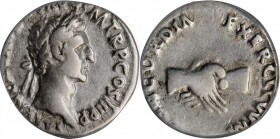 Nerva, A.D. 96-98

NERVA, A.D. 96-98. AR Denarius, Rome Mint, A.D. 97. ANACS VF 25.

RIC-14; RSC-20. Obverse: Laureate head right; Reverse: Two cl...