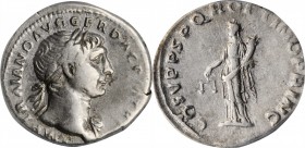 Trajan, A.D. 98-117

TRAJAN, A.D. 98-117. AR Denarius, Rome Mint, ca. A.D. 108-109. ANACS VF 30.

RIC-p. XIV, Addenda to p. 252; RSC-85. Obverse: ...