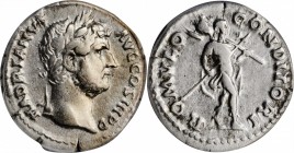 Hadrian, A.D. 117-138

HADRIAN, A.D. 117-138. AR Denarius, Rome Mint, ca. A.D. 134-138. ANACS VF 35.

RIC-266; RSC-1316. Obverse: Laureate bust ri...