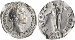 Antoninus Pius, A.D. 138-161

ANTONINUS PIUS, A.D. 138-161. AR Denarius, Rome Mint, A.D. 151-152. NGC Ch AU. Brushed.

RIC-216a; RSC-585. Obverse:...