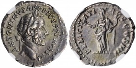 Antoninus Pius, A.D. 138-161

ANTONINUS PIUS, A.D. 138-161. AR Denarius, Rome Mint, A.D. 159-160. NGC Ch EF.

RIC-299; RSC-374. Obverse: Laureate ...