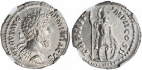 Lucius Verus, A.D. 161-169

LUCIUS VERUS, A.D. 161-169. AR Denarius, Rome Mint, A.D. 164. NGC AU. Brushed.

RIC-514 (Aurelius); RSC-228. Obverse: ...