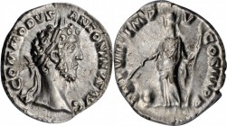 Commodus, A.D. 177-192

COMMODUS, A.D. 177-192. AR Denarius, Rome Mint, A.D. 182. ANACS AU 50.

RIC-44; RSC-846. Obverse: Laureate head right; Rev...