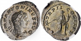 Elagabalus, A.D. 218-222

ELAGABALUS, A.D. 218-222. AR Denarius, Rome Mint, A.D. 219. NGC AU.

RIC-23; RSC-144. Obverse: Laureate and draped bust ...