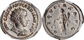 Gordian III, A.D. 238-244

GORDIAN III, A.D. 238-244. AR Double-Denarius (Antoninianus) (6.37 gms), Rome Mint, A.D. 239. NGC MS, Strike: 5/5 Surface...