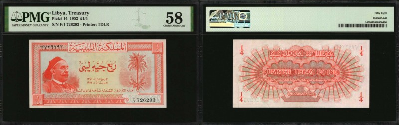 LIBYA

LIBYA. Treasury. 1/4 Pound, 1952. P-14. PMG Choice About Uncirculated 5...