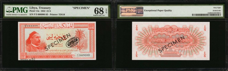 LIBYA

LIBYA. Treasury. 1/4 Pound, 1952. P-14s. Specimen. PMG Superb Gem Uncir...