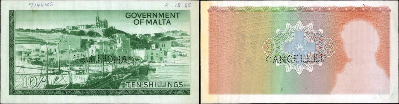 MALTA

MALTA. Government of Malta. 10 Shillings, 1949 ND (1963). P-25p. Trial ...