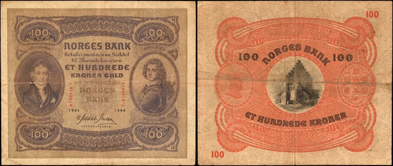 NORWAY

NORWAY. Norges Bank. 100 Kroner, 1944. P-10c. Fine.

Pinholes are no...