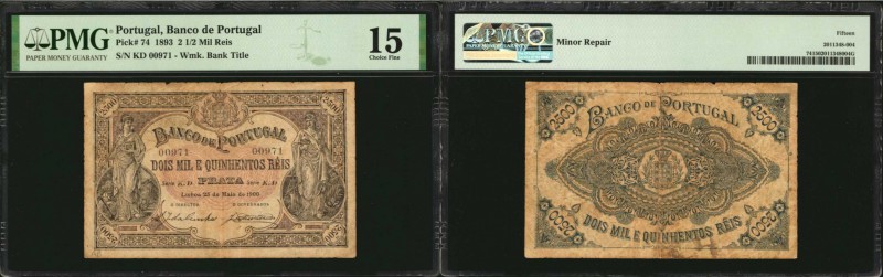 PORTUGAL

PORTUGAL. Banco de Portugal. 2 1/2 Mil Reis, 1893. P-74. PMG Choice ...