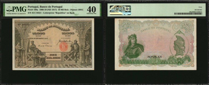 PORTUGAL

PORTUGAL. Banco de Portugal. 10 Mil Reis, 1908-10 (ND 1917). P-108a....