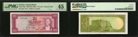 TURKEY

TURKEY. Central Bank. 2 1/2 Lira, 1930 (ND 1960). P-153a. PMG Choice Extremely Fine 45.

Printed by TDLR. Watermark of K. Ataturk. PMG com...