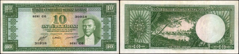 TURKEY

TURKEY. Türkiye Cumhuriyet Merkez Bankasi. 10 Turk Lirasi, 1930. P-156...