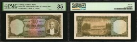 TURKEY

TURKEY. Central Bank. 100 Lira, 1930 (ND 1952). P-167a. PMG Choice Very Fine 35.

Printed by BWC. Found in an attractive mid grade.

Est...