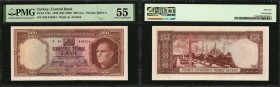 TURKEY

TURKEY. Central Bank. 500 Lira, 1930 (ND 1962). P-178a. PMG About Uncirculated 55.

An early signature type for this high denomination not...