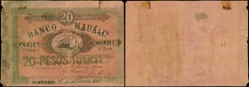 URUGUAY

URUGUAY. Banco Maua & Ca. 20 Pesos, 1860. P-S266. Fine. Contemporary Counterfeit.

Pinholes, annotations, tape, paper thinning, ink, marg...