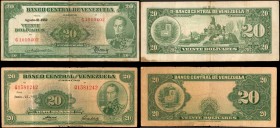 VENEZUELA

VENEZUELA. Lot of (2) Banco Central de Venezuela. 20 Bolivares, 1952-57. P-33c & 39. Fine.

Tears and toning are noticed.

Estimate: ...