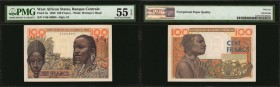 WEST AFRICAN STATES

WEST AFRICAN STATES. Banque Centrale Des Etats De L'Afrique De L'Ouest. 100 Francs, 1959. P-2a. PMG About Uncirculated 55 EPQ....