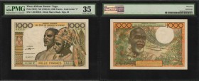 WEST AFRICAN STATES

WEST AFRICAN STATES. Banque Centrale des Etats de L'Afrique de L''Ouest. 1000 Francs, ND (1959-65). P-803Tj. PMG Choice Very Fi...