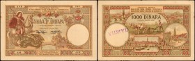 YUGOSLAVIA

YUGOSLAVIA. Narodna Banka. 1000 Dinar, 1946. P-23x. Fine.

Forgery. Pinholes, stains and edge tattering are noticed.

Estimate: $75....