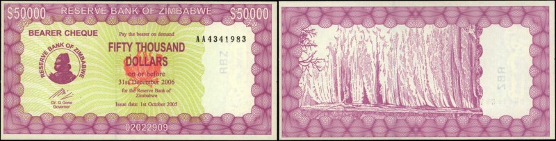 ZIMBABWE

ZIMBABWE. Reserve Bank of Zimbabwe. 50,000 Dollars, 2005. P-28. Unci...