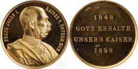 AUSTRIA

AUSTRIA. Golden Jubilee of Franz Joseph I Gilt Brass Medal, 1898. PCGS SPECIMEN-66 Gold Shield.

cf. Wurzbach-2567; cf. Hauser-938. By J....