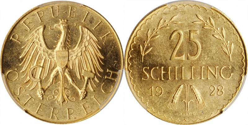 AUSTRIA

AUSTRIA. 25 Schilling, 1928. Vienna Mint. PCGS MS-63+ Gold Shield.
...