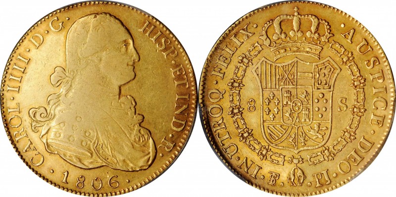 BOLIVIA

BOLIVIA. 8 Escudos, 1806-PTS PJ. Potosi Mint. Charles IV. PCGS EF-40 ...