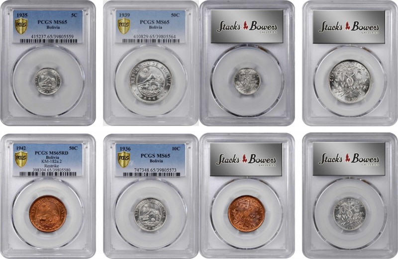 BOLIVIA

BOLIVIA. Assorted Type Group (4 Pieces), 1935-42. All PCGS Gold Shiel...