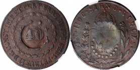 BRAZIL

BRAZIL. Empire. 40 Reis, ND (1835). Pedro II. NGC EF-45.

KM-446. This overstruck issue features an 1832-R 80 Reis (KM-379) as its host. D...