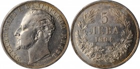 BULGARIA

BULGARIA. 5 Leva, 1894-KB. Kremnica Mint. Ferdinand I. PCGS AU-55 Gold Shield.

KM-18. A well struck coin with abundant frosty luster re...