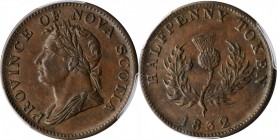 CANADA

CANADA. Nova Scotia. Copper 1/2 Penny Token, 1832. PCGS AU-55 Gold Shield.

NS-1D3; Br-871. Thistle type. Engrailed edge, coin rotation, r...