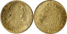 CHILE

CHILE. 8 Escudos, 1801-So AJ. Santiago Mint. Charles IV. NGC AU-55.

Fr-23; KM-54; Cal-Type 17 #162. AGW: 0.875 oz. A bright, well struck c...