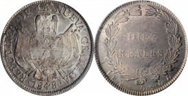 COLOMBIA

COLOMBIA. 10 Reales, 1848. Bogota Mint. PCGS AU-58 Gold Shield.

KM-107; Restrepo-196.3. A beautifully struck and strongly toned coin wi...