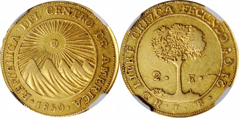 COSTA RICA

COSTA RICA. 2 Escudos, 1850-CR JB. San Jose Mint. NGC AU Details--...