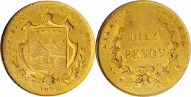 COSTA RICA

COSTA RICA. 10 Pesos, 1870-GW. San Jose Mint. ICG VF-35.

Fr-11; KM-115. A fairly SCARCE three year type coin, this example presents m...