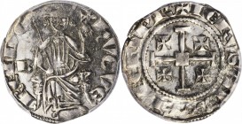 CYPRUS

CYPRUS. Gros ND (1324-59). Nicosia Mint. Hugo IV. PCGS AU-50 Gold Shield.

4.53 gms. CCS-67. Obverse: King seated facing, holding scepter ...