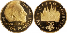 CZECHOSLOVAKIA

CZECHOSLOVAKIA. 100th Anniversary of the Death of Jan Evangelista Purkyne Gold Medal, 1969. Kremnica Mint. NGC PROOF-67 Ultra Cameo....