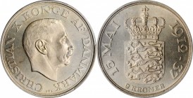 DENMARK

DENMARK. 2 Kroner, 1937-NS. PCGS MS-65 Gold Shield.

KM-830. Struck to commemorate the 25th anniversary of reign. A sharply struck and lu...
