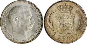 DENMARK

DENMARK. Krone, 1916-VBP AH. PCGS MS-65 Gold Shield.

KM-819. A delightful Gem minor, this example offers an argent nature on its obverse...