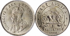 EAST AFRICA

EAST AFRICA. Shilling, 1922-H. Heaton Mint. PCGS MS-63 Gold Shield.

KM-21. Pop: 1, no others in Uncirculated grades by PCGS. A lovel...