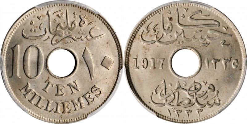 EGYPT

EGYPT. 10 Milliemes, AH 1335//1917-H. Heaton Mint. PCGS MS-63 Gold Shie...