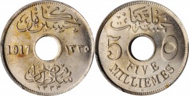 EGYPT

EGYPT. 5 Milliemes, AH 1335//1917-H. Heaton Mint. PCGS MS-65 Gold Shield.

KM-315. Mostly soft gray in color, this radiant Gem also offers ...