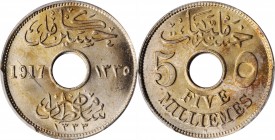 EGYPT

EGYPT. 5 Milliemes, AH 1335//1917-H. Heaton Mint. PCGS MS-64.

KM-315. A mix of subtle gray and golden-yellow combine on this alluring near...