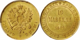 FINLAND

FINLAND. 10 Markkaa, 1882-S. Helsinki Mint. PCGS MS-64 Gold Shield.

Fr-5; KM-8.2. Dazzling with brilliance and radiant eye appeal, this ...